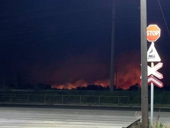 Около 16 часов спасатели тушили крупный ландшафтный пожар на Луговой в Ростове