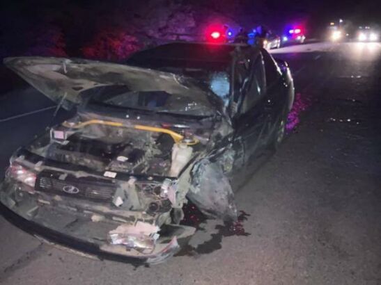 Под Шахтами легковушка сгорела после массовой аварии