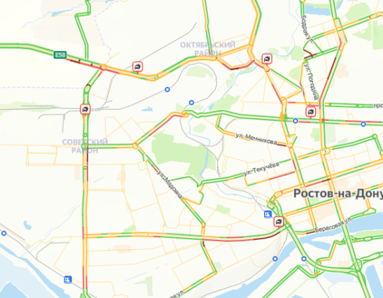 Из-за нескольких аварий Ростов сковали многокилометровые пробки