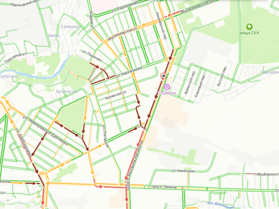 В центре Ростова из-за ДТП на Нагибина возник огромный затор