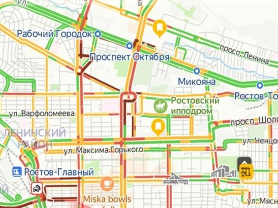 В Ростове вечером 5 октября образовались восьмибалльные пробки