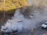 В Ростове на Королева «ГАЗель» загорелась на ходу