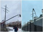 В Аксае на месте упавшей опоры ЛЭП установили новую