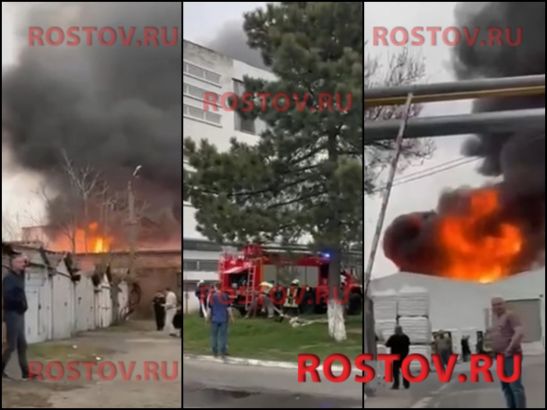 Кадры с места взрыва и пожара на полимерном заводе в Азове