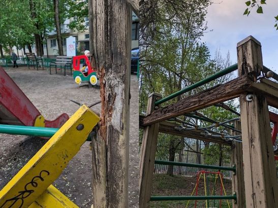 В Ростове на 2-й Краснодарской улице через год благоустроят опасную детскую площадку