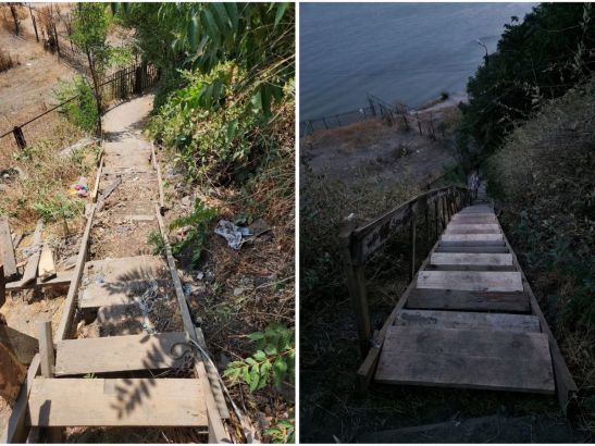 В Ростовской области волонтёры отремонтировали лестницу, ведущую к берегу