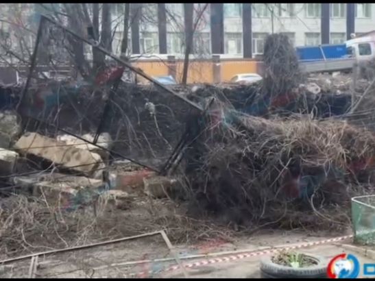 В Ростове приступили к уборке упавшей стены на улице Красноармейской