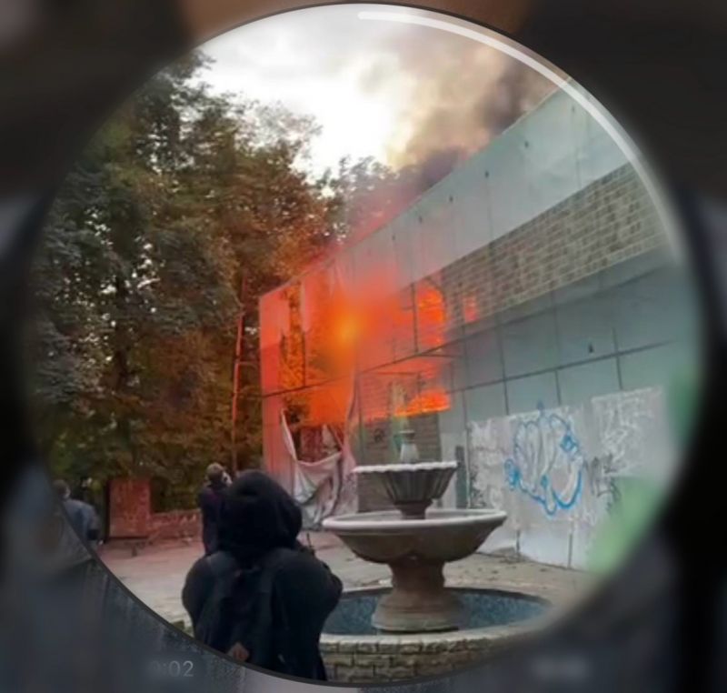 Заброшенный ресторан полыхает в парке Горького в Ростове