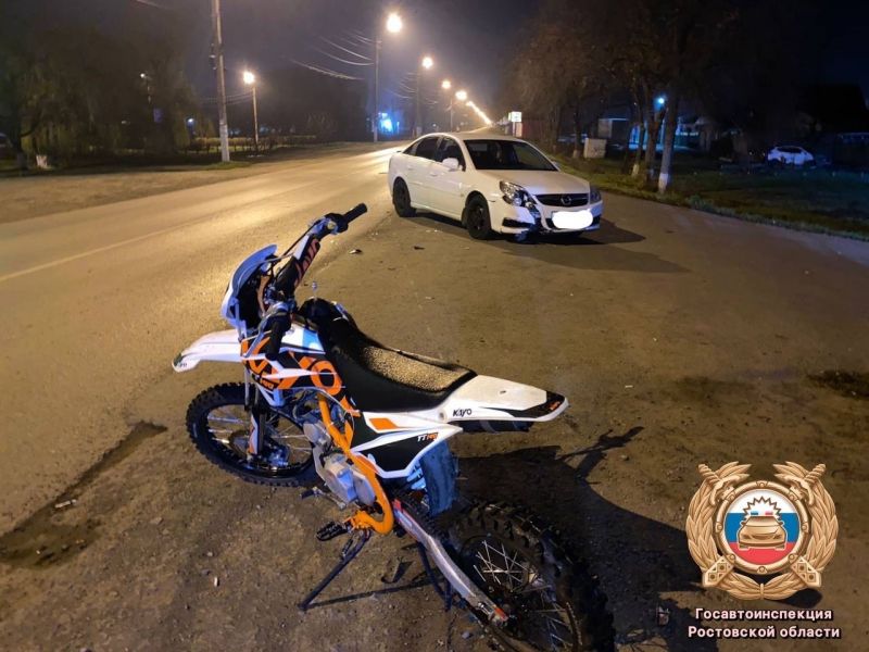 Под Ростовом 14-летний подросток на питбайке пострадал в аварии с иномаркой