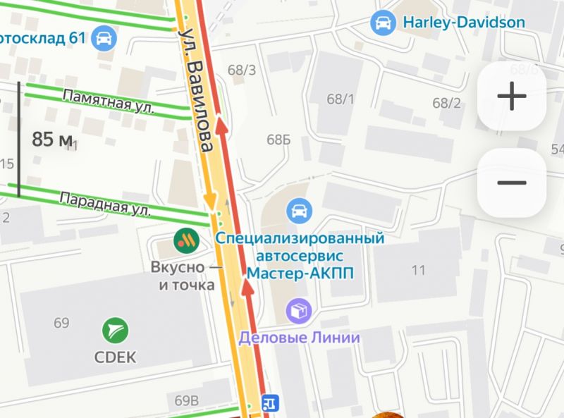 В Ростове на Вавилова образовалась пробка почти на два километра из-за ДТП