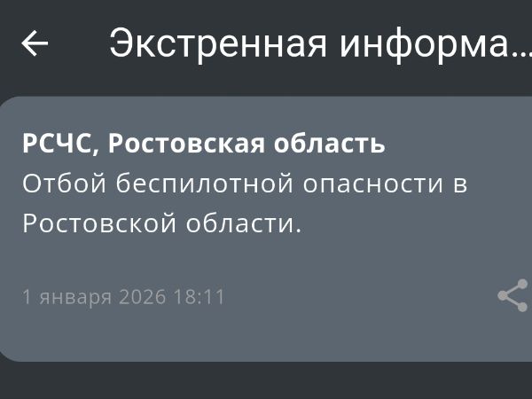 В Ростовской области сняли режим беспилотной опасности вечером 1 января